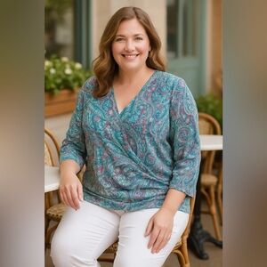 Women's Paisley V-Neck Top